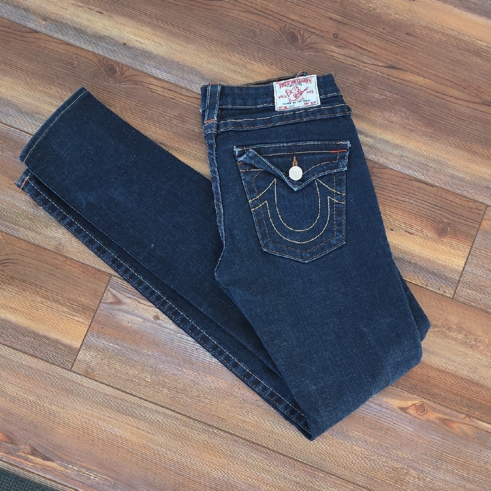 VINTAGE True Religion Indigo Denim with Gold Stitching